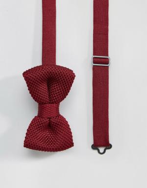 Бордовый вязаный галстук-бабочка в футляре 7X. Цвет: красный
