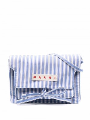 Logo-patch striped shoulder bag Marni. Цвет: синий