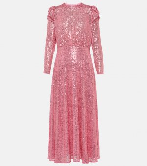 Вишневое платье миди с пайетками , розовый Rixo