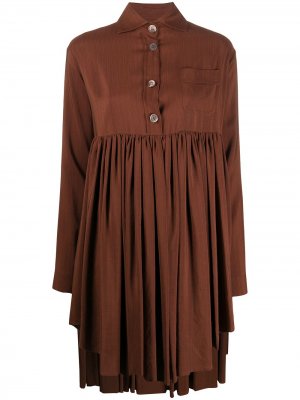 Платье-рубашка 1990-х годов со сборками Romeo Gigli Pre-Owned. Цвет: коричневый