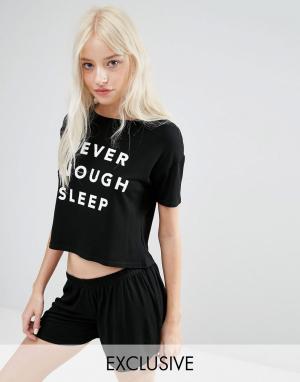 Пижамный комплект с шортами Never Enough Sleep Adolescent Clothing. Цвет: черный