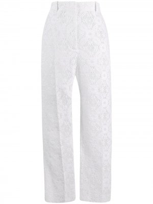 Зауженные брюки Endangered из цветочного кружева Alexander McQueen. Цвет: белый