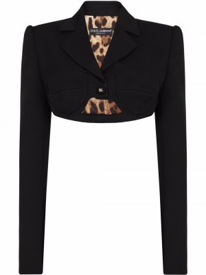 Укороченный шерстяной блейзер Dolce & Gabbana. Цвет: черный