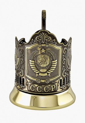 Подставка под стакан Кольчугинский мельхиор Герб СССР латунная. Цвет: золотой