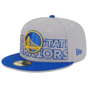 Мужская кепка New Era Grey/Royal Golden State Warriors 2023 NBA Draft, двухцветная 59FIFTY, облегающая шляпа