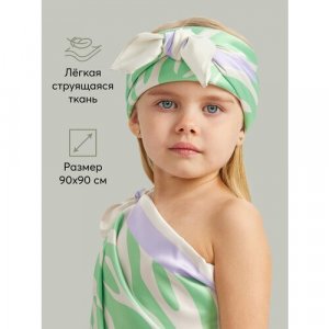 Платок ,90х90 см, фиолетовый, зеленый Happy Baby. Цвет: серый/фиолетовый/зеленый