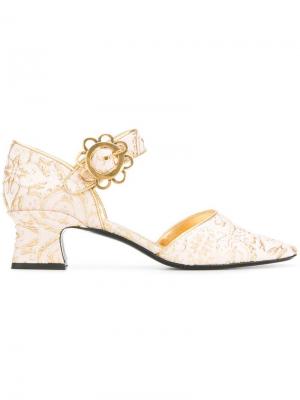 Туфли из парчи с цветочными узорами Fabrizio Viti. Цвет: розовый