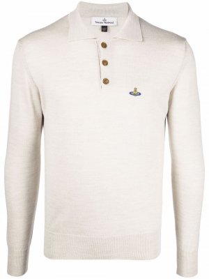 Рубашка поло с длинными рукавами и логотипом Vivienne Westwood. Цвет: бежевый