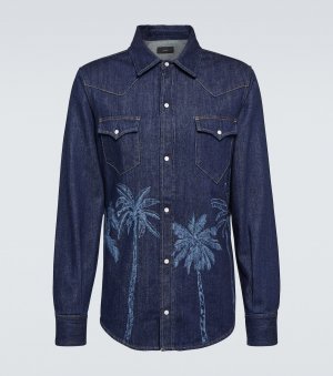 Джинсовая рубашка с принтом jungle , синий Alanui