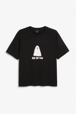 Симпатичная футболка с изображением призрака на Хэллоуин, черный/серый Monki