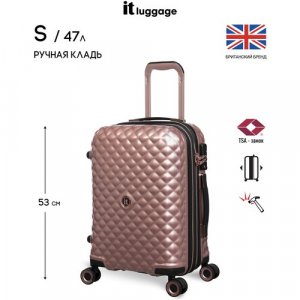 Чемодан IT Luggage, 47 л, размер S+, розовый luggage. Цвет: розовый