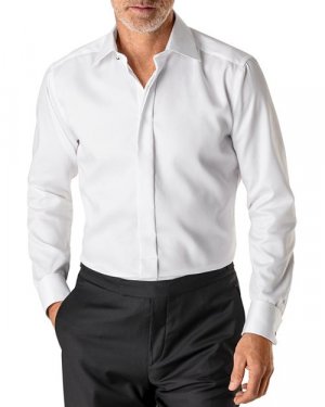Рубашка-смокинг приталенного кроя из ромбовидной ткани of Scotland , цвет White Eton