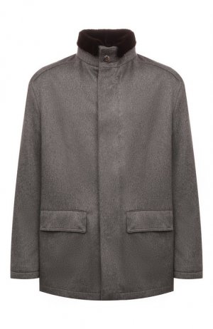 Пальто с меховой отделкой Kired. Цвет: серый