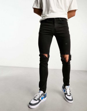Черные зауженные джинсы Levi's Skinny с рваными коленями Levi's