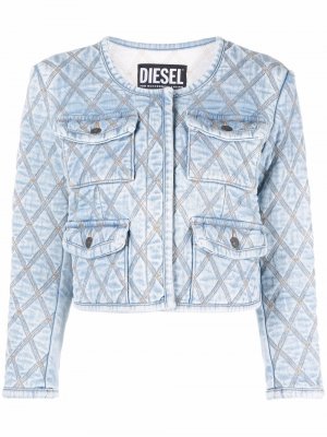 Укороченная джинсовая куртка с узором аргайл Diesel. Цвет: синий