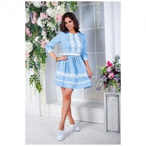 Платье , повседневное, полуприлегающее, миди, размер 44, голубой Angela Ricci. Цвет: голубой