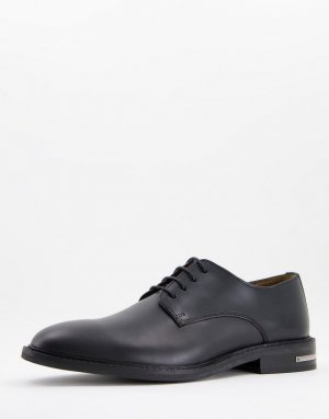 Черные кожаные туфли дерби с металлической вставкой на пятке Walk London Oliver-Черный цвет