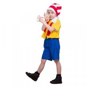 Карнавальный костюм Страна Карнавалия Буратино, 5-7 лет, колпак, накидка, шарфик, бриджи, рост 122-134 см Бока С. Цвет: желтый/желтый-синий/синий/микс