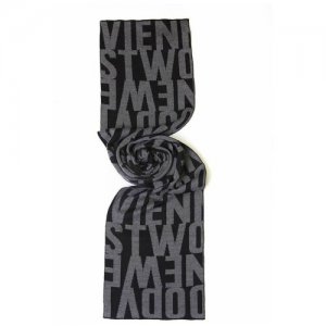 Черный шарф с серыми надписями Вивьен Вествуд 14248 Vivienne Westwood. Цвет: черный