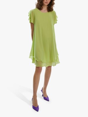 Платье с короткими рукавами и волнистым подолом, салатовый James Lakeland