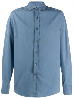 Джинсовая рубашка узкого кроя Brunello Cucinelli. Цвет: синий