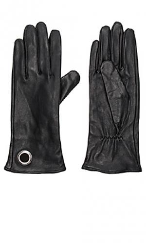 Кожаные перчатки IKKS Paris. Цвет: черный