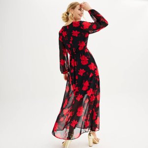 Женское платье макси с v-образным вырезом , красный Nine West