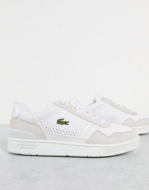 Белые кроссовки со светлой отделкой T-clip Court-Белый Lacoste