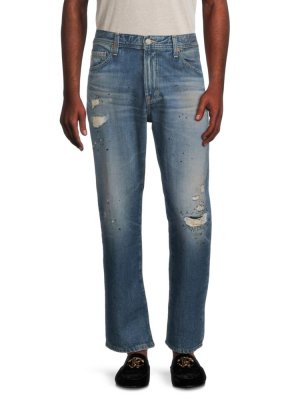 Свободные укороченные рваные джинсы Ag Jeans, синий Jeans