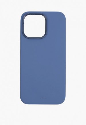 Чехол для iPhone Uniq 15 Pro Max, Lino с MagSafe, силиконовый soft-touch, со сменной рамкой камеры. Цвет: синий