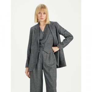 Пиджак , средней длины, силуэт прямой, размер 42, серый BGN. Цвет: серый