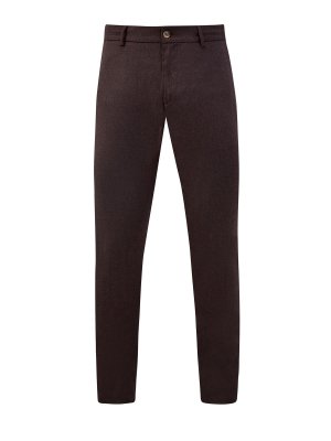 Шерстяные брюки в стиле casual с отделкой из замши CANALI. Цвет: коричневый