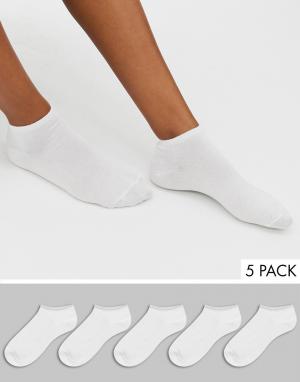 Набор из 5 пар белых спортивных носков New Look. Цвет: белый