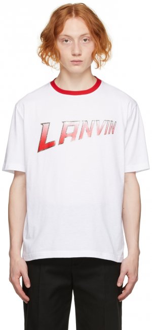 White Jersey Logo T-Shirt Lanvin. Цвет: 01 optic wh