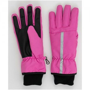 Розовые плащевые перчатки , размер 18, модель 220BBGJA76011200 Button Blue. Цвет: розовый/черный