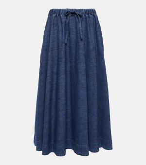 Джинсовая юбка миди из шамбре VALENTINO, синий Valentino