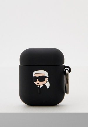 Чехол для наушников Karl Lagerfeld Airpods 1/2 силиконовый Silicone. Цвет: черный
