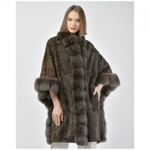 Пальто , каракуль, оверсайз, карманы, размер 44, коричневый Vinicio Pajaro. Цвет: коричневый