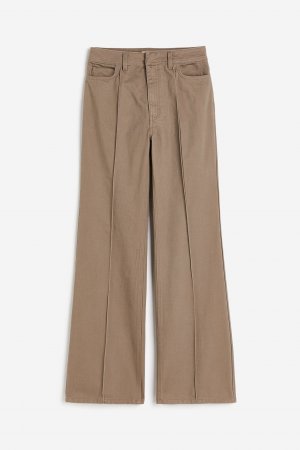 Расклешенные брюки из твила со складками H&M