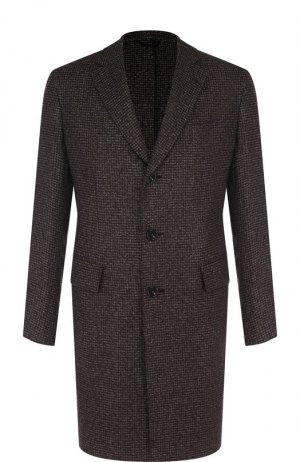 Однобортное пальто из кашемира Brioni. Цвет: коричневый