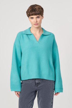 Пуловер женский B1323521 зеленый L Baon. Цвет: бирюзовый