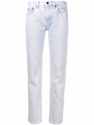 Укороченные джинсы из вареного денима Saint Laurent. Цвет: фиолетовый
