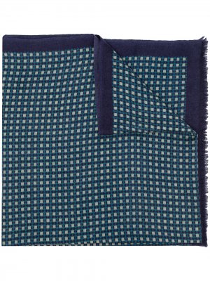 Кашемировый шарф с геометричным принтом N.Peal. Цвет: синий