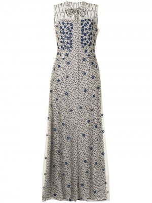 Вечернее платье с цветочной вышивкой Fendi Pre-Owned. Цвет: серый