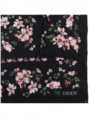 Шелковый платок Margot с цветочным принтом Erdem. Цвет: черный