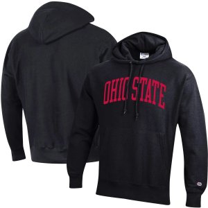 Мужской черный пуловер с капюшоном Ohio State Buckeyes Team Arch обратного переплетения Champion. Цвет: черный