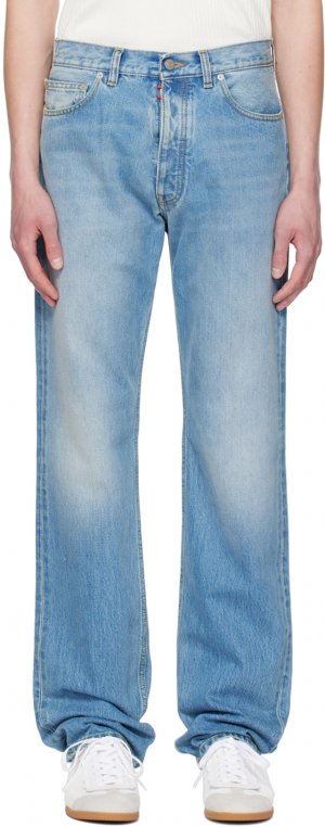 Синие джинсы с крючками Maison Margiela
