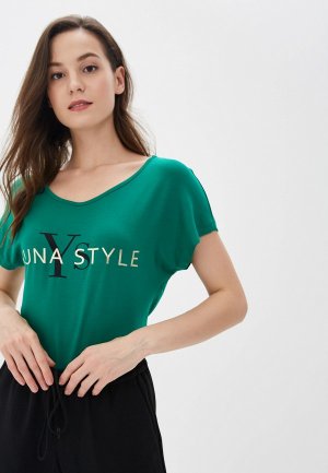 Футболка Yuna Style. Цвет: зеленый