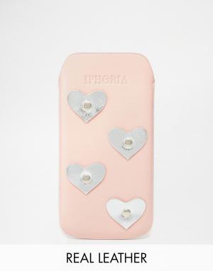 Кожаный чехол с сердечками для iPhone 4/5 Iphoria