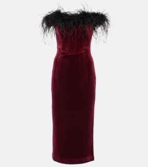 Платье миди vanessa с отделкой перьями , красный Rebecca Vallance